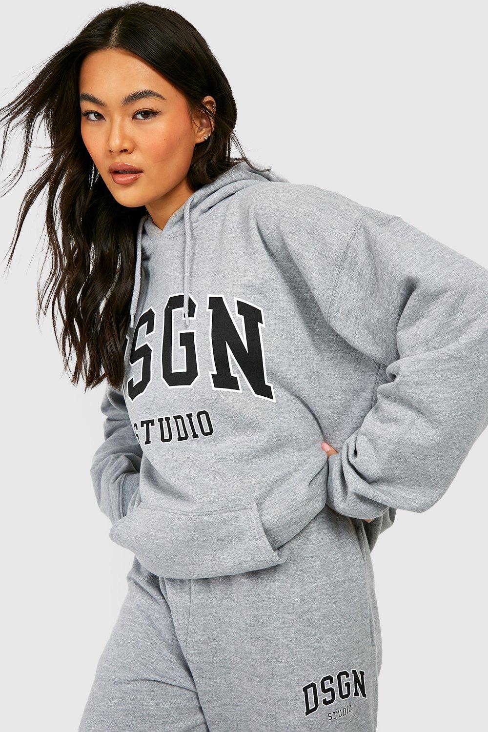 Women s Dsgn Studio Slogan Hooded Tracksuit Boohoo UK